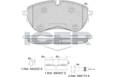 Колодки гальмівні (передні) VW Amarok 10- ICER 142319