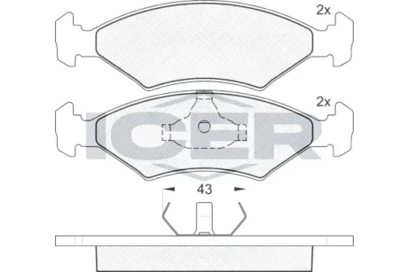 Колодки гальмівні (передні/задні) Ford Escort/Orion 80-90/Fiesta 81-97/Sierra 82-93 ICER 180329