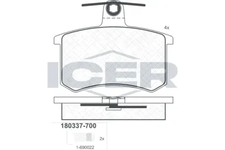 Колодки гальмівні (задні) Audi 80 91-95/90 87-/100 70-/Fiat Croma 85-96 ICER 180337-700