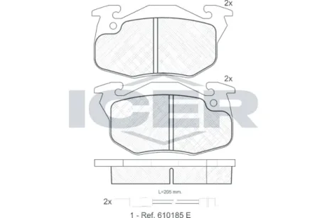 Колодки гальмівні (передні) Peugeot 106 91-04/205/305/309/405 82-98/Renault Clio 91-98 (з датчик.) ICER 180633