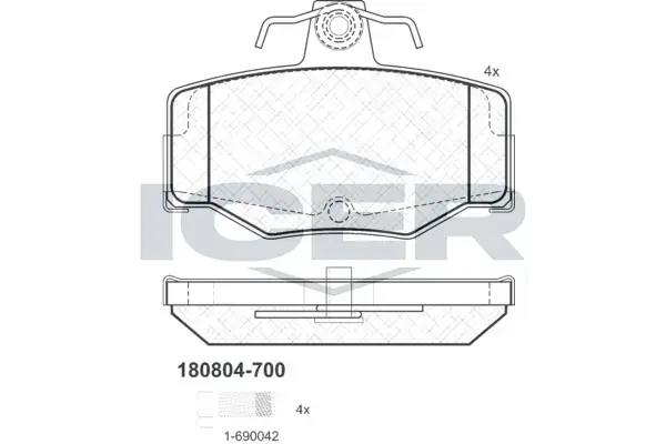 Колодки гальмівні (задні) Nissan Almera 00-06/Primera 90-02 ICER 180804-700 (фото 1)
