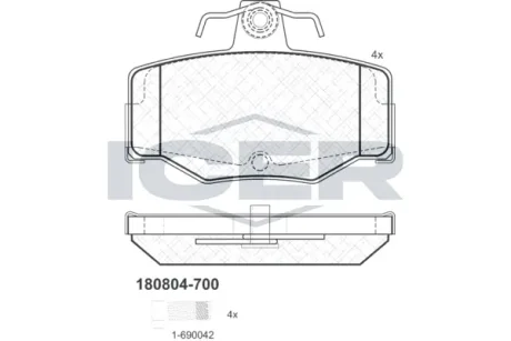 Колодки гальмівні (задні) Nissan Almera 00-06/Primera 90-02 ICER 180804-700