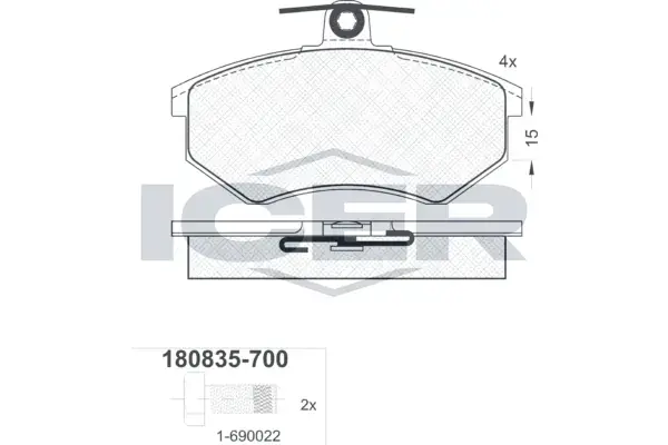 Колодки гальмівні (передні) Audi 80/90/100/200 77-96/VW Passat B3/B4 88-97 ICER 180835-700 (фото 1)