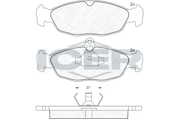 Колодки гальмівні (передні) Opel Combo/Astra F 91-05/Corsa A/B 82-00/Vectra A 88-95/Daewoo Lanos 97 ICER 180858 (фото 1)
