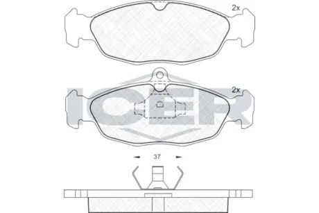 Колодки гальмівні (передні) Opel Combo/Astra F 91-05/Corsa A/B 82-00/Vectra A 88-95/Daewoo Lanos 97 ICER 180858