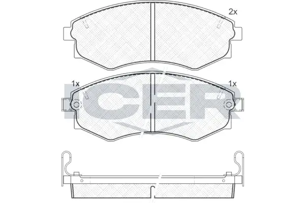 Колодки гальмівні (передні) Hyundai Elantra III 00-06/Kia Magentis I 01-05/Ssangyong Korando 88-06 ICER 180877 (фото 1)