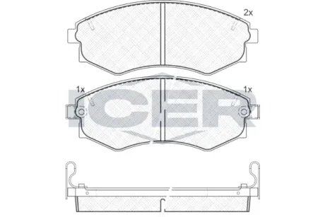 Колодки гальмівні (передні) Hyundai Elantra III 00-06/Kia Magentis I 01-05/Ssangyong Korando 88-06 ICER 180877