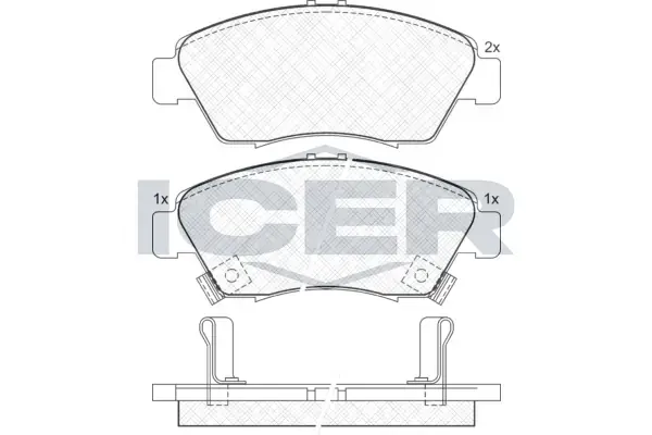 Колодки гальмівні (передні) Honda Civic V/VI/VII 91-05/CRX III 92-98/Jazz 08-14 ICER 180959 (фото 1)