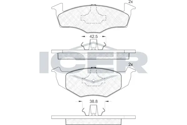 Колодки гальмівні (передні) Seat Cordoba/Ibiza II 93-02/VW Golf III 91-99/Polo 95-02 ICER 181178 (фото 1)