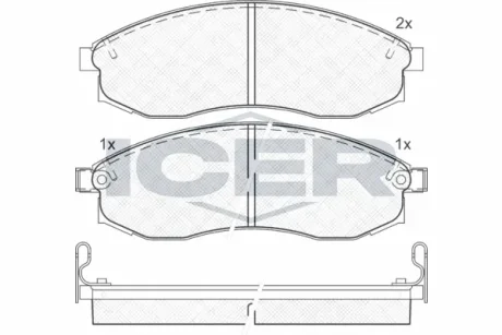 Колодки гальмівні (передні) Mitsubishi L200/Nissan Maxima IV 95-07 ICER 181179