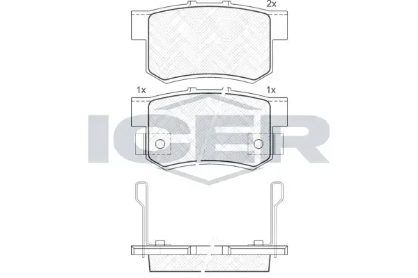 Колодки гальмівні (задні) Honda Accord IV-VII 90-08/Civic VI-VIII 97-/CR-V II 01-07/FR-V 04- ICER 181187 (фото 1)