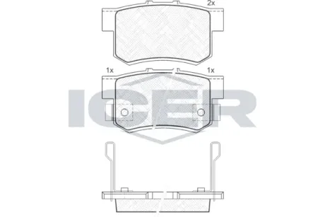 Колодки гальмівні (задні) Honda Accord IV-VII 90-08/Civic VI-VIII 97-/CR-V II 01-07/FR-V 04- ICER 181187