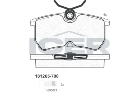Колодки гальмівні (задні) Ford Focus 98-05/Fiesta V/VI 05- ICER 181265-700
