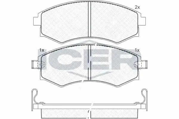 Колодки гальмівні (передні) Hyundai Elantra/Matrix 00-10/Grandeur 06-10/Sonata 93-01 ICER 181267 (фото 1)