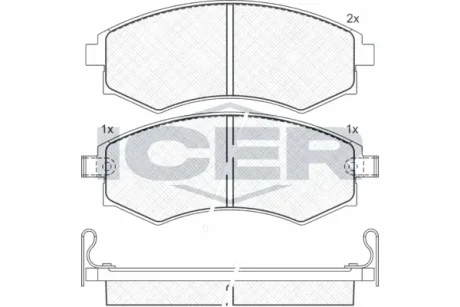 Колодки гальмівні (передні) Hyundai Elantra/Matrix 00-10/Grandeur 06-10/Sonata 93-01 ICER 181267