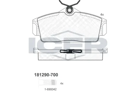 Колодки гальмівні (передні) Nissan Almera 00-06/Primera 96-02 ICER 181290-700