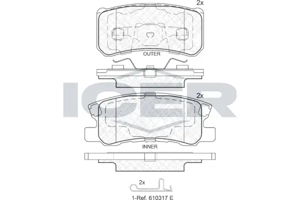 Колодки гальмівні (задні) Mitsubishi Pajero 91-/Outlander/Lancer/Peugeot 4007/4008 06-/Fiat Doblo16 ICER 181375-202 (фото 1)