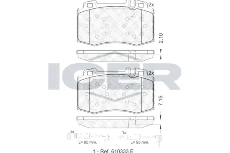 Колодки гальмівні (передні) MB C-class (W203)/E-class (W211)/S-class (W220) 00-09 (+датчики) ICER 181389-203
