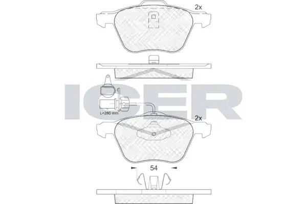 Колодки гальмівні (передні) Ford Galaxy 95-06/Seat Alhambra/VW Sharan 95-10/VW T4 90-03 (+датчики) ICER 181395 (фото 1)
