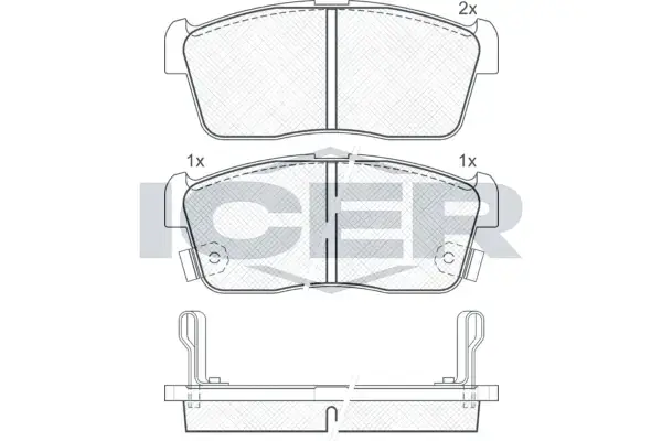 Колодки гальмівні (передні) Chevrolet Cruze 00-08/Subaru Justy 07-/Suzuki Ignis 00-/Nissan Pixo 09- ICER 181452 (фото 1)