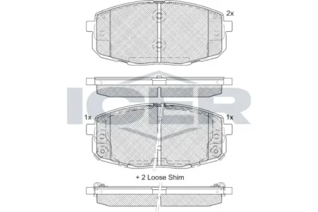 Колодки гальмівні (передні) Kia Forte II 09-/Hyundai Elantra VI/Kona 16- ICER 181540-207