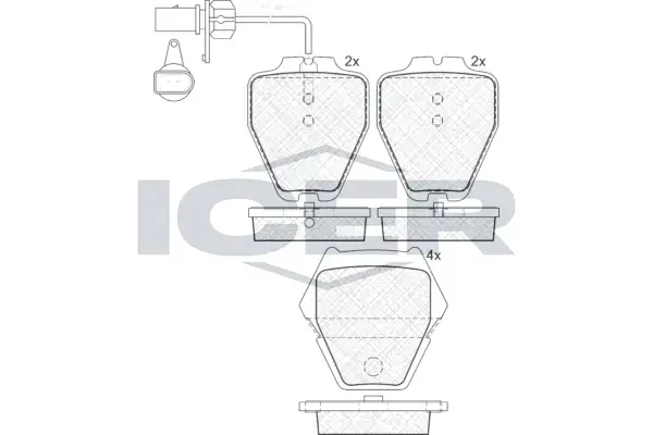 Колодки гальмівні (передні) Audi A4 97-01/A6 97-05/VW Passat B5 00-05/Phaeton 02-08 (+датчики) ICER 181571 (фото 1)