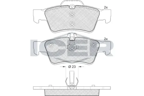 Колодки гальмівні (задні) MB E-class (W211/W212)/S-class (W220/W221) 98- ICER 181576-396