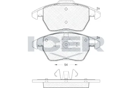 Колодки гальмівні (передні) Citroen C4 04-11/Peugeot 207/308 07-14/208 12-/307 03-09/3008 09-16 ICER 181637