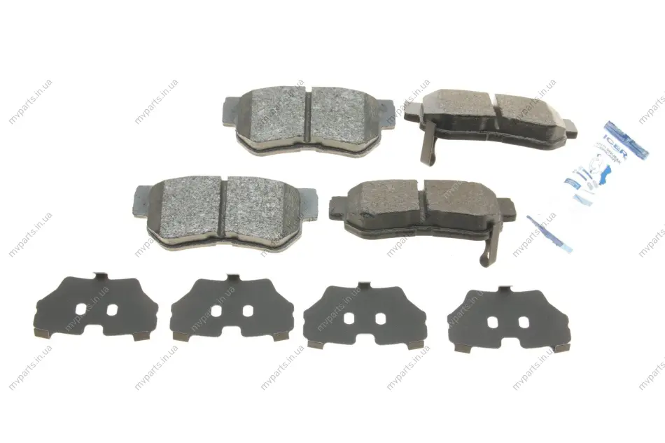 Колодки гальмівні (задні) Hyundai Tucson 04-/Santa Fe/Getz/Sonata 98-12/Kia Sportage/Carens 04- ICER 181645 (фото 1)