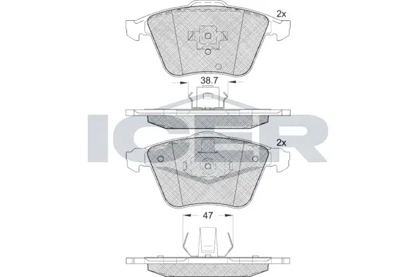 Колодки гальмівні (передні) Ford Focus/Mazda 3/Volvo C30/C70/S40/V50/Opel Vectra C 05-14/V40 12- ICER 181652 (фото 1)