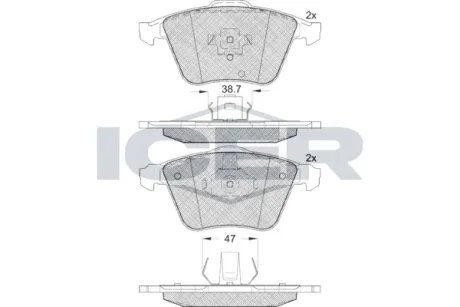 Колодки гальмівні (передні) Ford Focus/Mazda 3/Volvo C30/C70/S40/V50/Opel Vectra C 05-14/V40 12- ICER 181652
