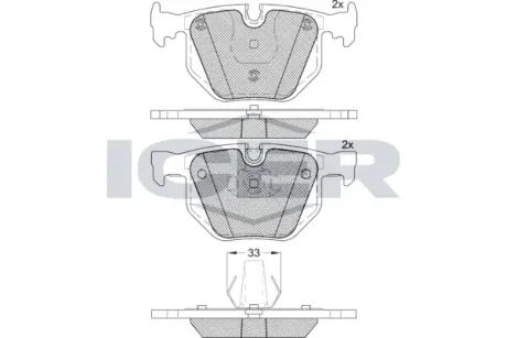 Колодки гальмівні (задні) BMW 7 (E65/E66/E67) 01-08/X5 (E70) 06-13/X6 (E71/E72) 08-14 ICER 181685
