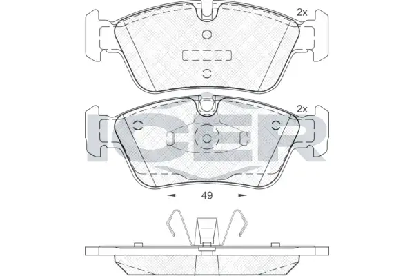 Колодки гальмівні (передні) BMW 1 (E81/E87) 03-13/3 (E46) 98-07/3 (E90-E93) 04-13 ICER 181698 (фото 1)