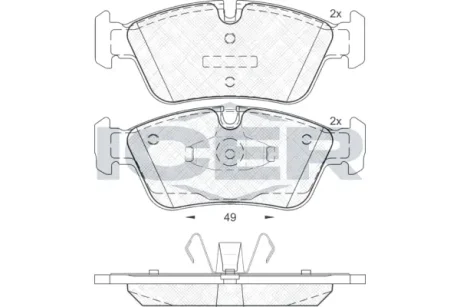 Колодки гальмівні (передні) BMW 1 (E81/E87) 03-13/3 (E46) 98-07/3 (E90-E93) 04-13 ICER 181698
