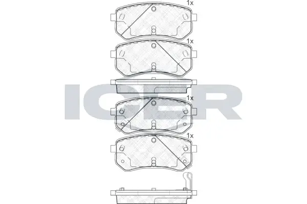 Колодки гальмівні (задні) Hyundai i10 07-16/Kia Picanto 04-/Ray 11- ICER 181710 (фото 1)