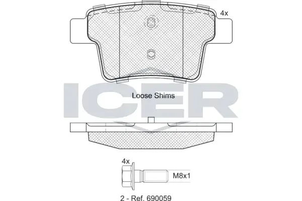 Колодки гальмівні (задні) Ford Mondeo III 00-07/Ford USA Freestyle 04-/Jaguar X-Type 03-09 ICER 181722-701 (фото 1)