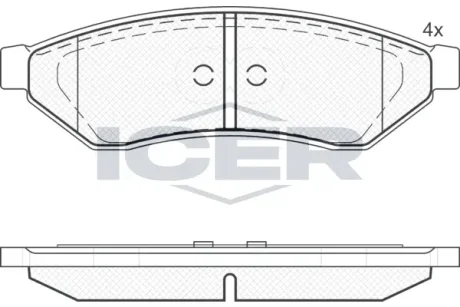 Колодки гальмівні (задні) Daewoo Evanda 02-/Magnus 99-06/Chevrolet Epica/Evanda 05-06 ICER 181726