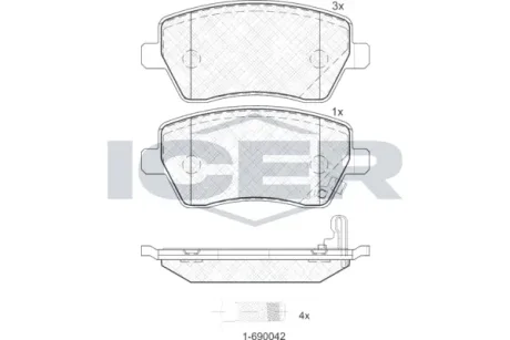 Колодки гальмівні (передні) Opel Agila B 08-14/Suzuki Swift III 05-/Splash 08- ICER 181748