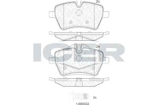 Колодки гальмівні (передні) Mini Cooper/One 02-16 ICER 181756 (фото 1)