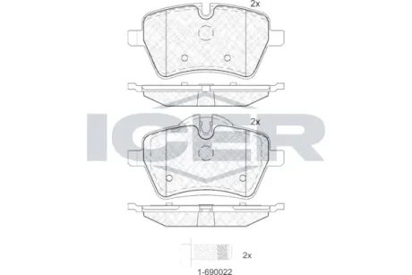 Колодки гальмівні (передні) Mini Cooper/One 02-16 ICER 181756