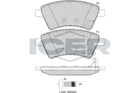 Колодки гальмівні (передні) Fiat Sedici 06-14/Suzuki SX4 06- ICER 181758-700