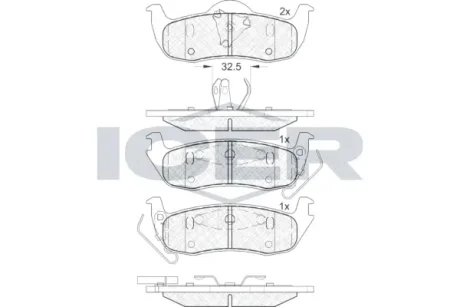Колодки гальмівні (задні) Jeep Grand Cherokee III/IV 04-/Commander 05-10 ICER 181766