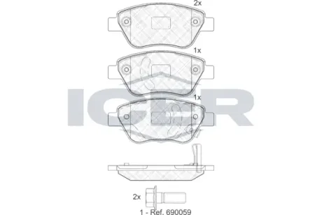 Колодки гальмівні (передні) Opel Corsa D 06-14/Adam 12-19 ICER 181810