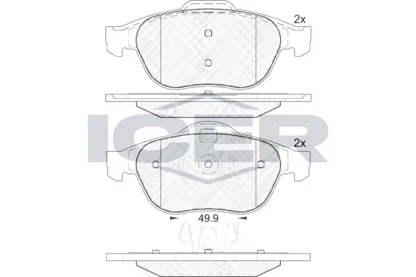 Колодки гальмівні (передні) Renault Megane II 04-09/Scenic II/III/Grand Scenic II/III 03- ICER 181861 (фото 1)