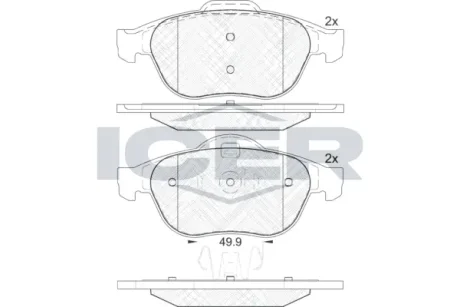 Колодки гальмівні (передні) Renault Megane II 04-09/Scenic II/III/Grand Scenic II/III 03- ICER 181861
