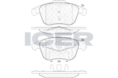 Колодки гальмівні (передні) Citroen C4 04-/Peugeot 207/307/308/3008 02- ICER 181866-200