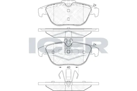 Колодки гальмівні (задні) MB C-class (W204/C204) 07-14/E-class (C207/A207) 09-16/GLK (X204) 08-15 ICER 181900