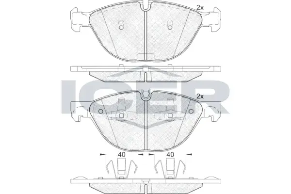 Колодки гальмівні (передні) BMW X5 (E70/F15/F85) 06-/X6 (E71/E72/F16/F86) 08- ICER 181905 (фото 1)