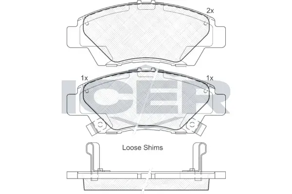 Колодки гальмівні (передні) Honda Jazz 01-/City/Freed 08-/Insight 09- ICER 181906 (фото 1)