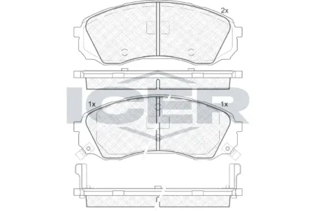 Колодки гальмівні (передні) Hyundai H-1 08-/Kia Carnival 06- ICER 181911